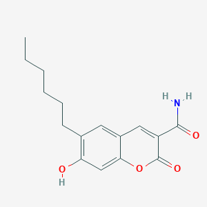 molecular formula C16H19NO4 B2956900 6-hexyl-7-hydroxy-2-oxo-2H-chromene-3-carboxamide CAS No. 374703-67-0