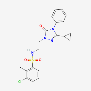 molecular formula C20H21ClN4O3S B2956905 3-chloro-N-(2-(3-cyclopropyl-5-oxo-4-phenyl-4,5-dihydro-1H-1,2,4-triazol-1-yl)ethyl)-2-methylbenzenesulfonamide CAS No. 1396808-52-8