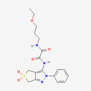 molecular formula C18H22N4O5S B2956907 N1-(5,5-二氧化-2-苯基-4,6-二氢-2H-噻吩并[3,4-c]吡唑-3-基)-N2-(3-乙氧基丙基)草酰胺 CAS No. 899989-00-5
