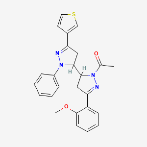 molecular formula C25H24N4O2S B2956913 1-(5-(2-甲氧基苯基)-2'-苯基-5'-(噻吩-3-基)-3,3',4,4'-四氢-2H,2'H-[3,3'-联吡唑]-2-基)乙酮 CAS No. 1798539-16-8