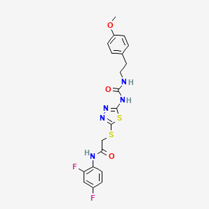 molecular formula C20H19F2N5O3S2 B2956916 N-(2,4-difluorophenyl)-2-((5-(3-(4-methoxyphenethyl)ureido)-1,3,4-thiadiazol-2-yl)thio)acetamide CAS No. 1172975-15-3