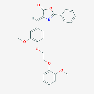 molecular formula C26H23NO6 B295692 4-{3-methoxy-4-[2-(2-methoxyphenoxy)ethoxy]benzylidene}-2-phenyl-1,3-oxazol-5(4H)-one 