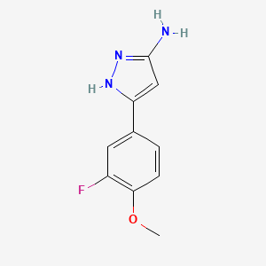 molecular formula C10H10FN3O B2956924 5-(3-Fluoro-4-methoxy-phenyl)-2H-pyrazol-3-ylamine CAS No. 502132-66-3