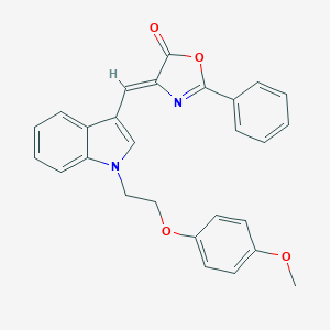 molecular formula C27H22N2O4 B295693 4-({1-[2-(4-methoxyphenoxy)ethyl]-1H-indol-3-yl}methylene)-2-phenyl-1,3-oxazol-5(4H)-one 