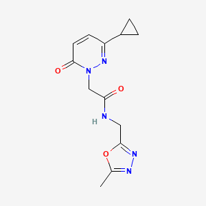 molecular formula C13H15N5O3 B2956932 2-(3-环丙基-6-氧代吡嗪-1(6H)-基)-N-((5-甲基-1,3,4-恶二唑-2-基)甲基)乙酰胺 CAS No. 2034492-63-0