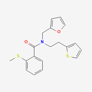N-(furan-2-ylmethyl)-2-(methylthio)-N-(2-(thiophen-2-yl)ethyl)benzamide