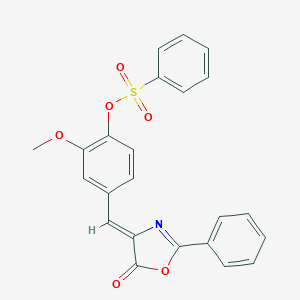 molecular formula C23H17NO6S B295695 2-methoxy-4-[(5-oxo-2-phenyl-1,3-oxazol-4(5H)-ylidene)methyl]phenyl benzenesulfonate 
