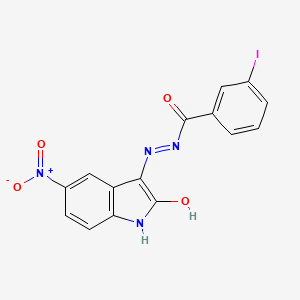 molecular formula C15H9IN4O4 B2956957 (Z)-3-iodo-N'-(5-nitro-2-oxoindolin-3-ylidene)benzohydrazide CAS No. 324777-30-2