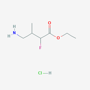 molecular formula C7H15ClFNO2 B2956964 Ethyl 4-amino-2-fluoro-3-methylbutanoate;hydrochloride CAS No. 2287299-45-8