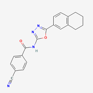 molecular formula C20H16N4O2 B2956970 4-氰基-N-(5-(5,6,7,8-四氢萘-2-基)-1,3,4-恶二唑-2-基)苯甲酰胺 CAS No. 862809-22-1