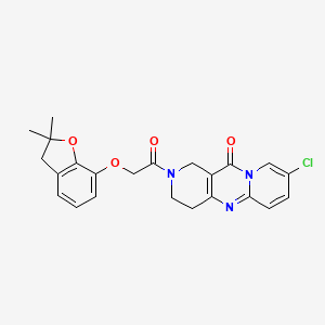 molecular formula C23H22ClN3O4 B2956974 8-chloro-2-(2-((2,2-dimethyl-2,3-dihydrobenzofuran-7-yl)oxy)acetyl)-3,4-dihydro-1H-dipyrido[1,2-a:4',3'-d]pyrimidin-11(2H)-one CAS No. 2034266-92-5