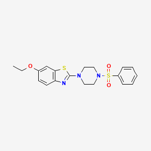 molecular formula C19H21N3O3S2 B2956983 6-Ethoxy-2-(4-(phenylsulfonyl)piperazin-1-yl)benzo[d]thiazole CAS No. 954680-89-8