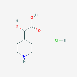 molecular formula C7H14ClNO3 B2956992 2-Hydroxy-2-(piperidin-4-yl)acetic acid hydrochloride CAS No. 2172220-64-1