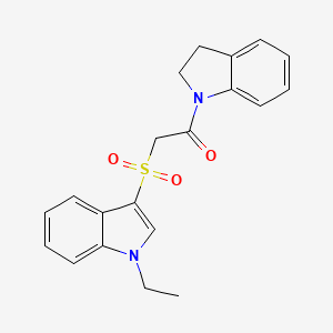 molecular formula C20H20N2O3S B2956993 2-((1-ethyl-1H-indol-3-yl)sulfonyl)-1-(indolin-1-yl)ethanone CAS No. 686743-61-3