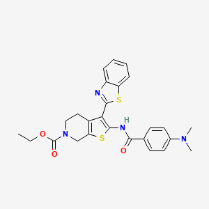 molecular formula C26H26N4O3S2 B2956994 ethyl 3-(benzo[d]thiazol-2-yl)-2-(4-(dimethylamino)benzamido)-4,5-dihydrothieno[2,3-c]pyridine-6(7H)-carboxylate CAS No. 864927-38-8