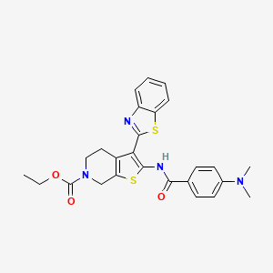 molecular formula C26H26N4O3S2 B2956994 3-(苯并[d]噻唑-2-基)-2-(4-(二甲氨基)苯甲酰氨基)-4,5-二氢噻吩并[2,3-c]吡啶-6(7H)-甲酸乙酯 CAS No. 864927-38-8