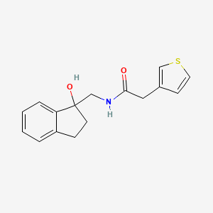 N-((1-hydroxy-2,3-dihydro-1H-inden-1-yl)methyl)-2-(thiophen-3-yl)acetamide