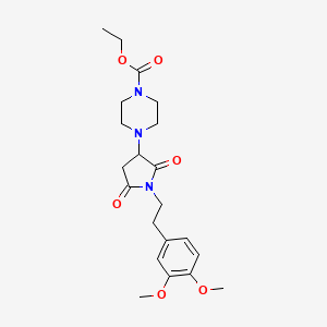 molecular formula C21H29N3O6 B2956999 Ethyl 4-{1-[2-(3,4-dimethoxyphenyl)ethyl]-2,5-dioxopyrrolidin-3-yl}piperazine-1-carboxylate CAS No. 857494-04-3