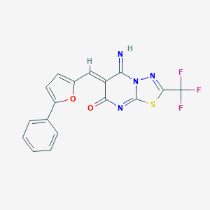 molecular formula C17H9F3N4O2S B295700 5-imino-6-[(5-phenyl-2-furyl)methylene]-2-(trifluoromethyl)-5,6-dihydro-7H-[1,3,4]thiadiazolo[3,2-a]pyrimidin-7-one 