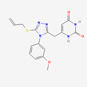 molecular formula C17H17N5O3S B2957004 6-[[4-(3-methoxyphenyl)-5-prop-2-enylsulfanyl-1,2,4-triazol-3-yl]methyl]-1H-pyrimidine-2,4-dione CAS No. 852048-78-3