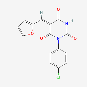 molecular formula C15H9ClN2O4 B2957010 1-(4-氯苯基)-5-呋喃-2-基亚甲基-嘧啶-2,4,6-三酮 CAS No. 294649-01-7