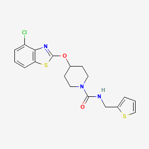 molecular formula C18H18ClN3O2S2 B2957012 4-((4-氯苯并[d]噻唑-2-基)氧基)-N-(噻吩-2-基甲基)哌啶-1-甲酰胺 CAS No. 1286727-63-6