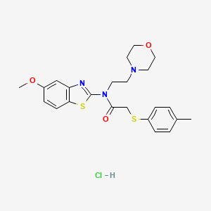 molecular formula C23H28ClN3O3S2 B2957018 N-(5-methoxybenzo[d]thiazol-2-yl)-N-(2-morpholinoethyl)-2-(p-tolylthio)acetamide hydrochloride CAS No. 1215644-06-6
