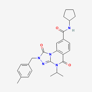 molecular formula C26H29N5O3 B2957019 N-环戊基-4-异丙基-2-(4-甲基苄基)-1,5-二氧代-1,2,4,5-四氢-[1,2,4]三唑并[4,3-a]喹唑啉-8-甲酰胺 CAS No. 1105230-42-9