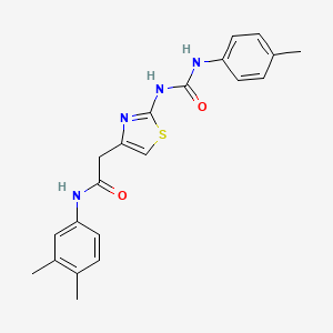 molecular formula C21H22N4O2S B2957021 N-(3,4-二甲苯基)-2-(2-(3-(对甲苯基)脲基)噻唑-4-基)乙酰胺 CAS No. 921481-71-2