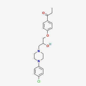 molecular formula C22H27ClN2O3 B2957048 1-(4-{3-[4-(4-Chlorophenyl)piperazin-1-yl]-2-hydroxypropoxy}phenyl)propan-1-one CAS No. 889807-93-6