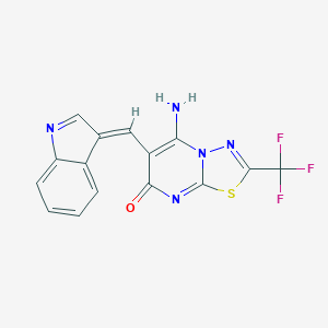 molecular formula C15H8F3N5OS B295705 5-imino-6-(1H-indol-3-ylmethylene)-2-(trifluoromethyl)-5,6-dihydro-7H-[1,3,4]thiadiazolo[3,2-a]pyrimidin-7-one 