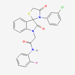 molecular formula C24H17ClFN3O3S B2957051 2-(3'-(3-chlorophenyl)-2,4'-dioxospiro[indoline-3,2'-thiazolidin]-1-yl)-N-(2-fluorophenyl)acetamide CAS No. 894556-71-9