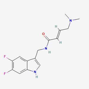 molecular formula C15H17F2N3O B2957053 (E)-N-[(5,6-Difluoro-1H-indol-3-yl)methyl]-4-(dimethylamino)but-2-enamide CAS No. 2411333-95-2