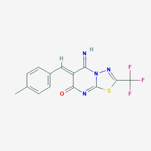 molecular formula C14H9F3N4OS B295706 5-imino-6-(4-methylbenzylidene)-2-(trifluoromethyl)-5,6-dihydro-7H-[1,3,4]thiadiazolo[3,2-a]pyrimidin-7-one 