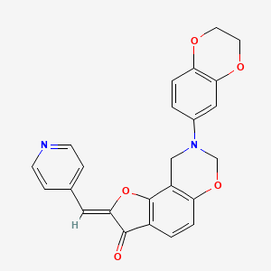 (2Z)-8-(2,3-dihydro-1,4-benzodioxin-6-yl)-2-(pyridin-4-ylmethylidene)-8,9-dihydro-7H-furo[2,3-f][1,3]benzoxazin-3(2H)-one