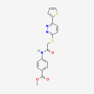 molecular formula C18H15N3O3S2 B2957063 4-({[(6-噻吩-2-基哒嗪-3-基)硫代]乙酰}氨基)苯甲酸甲酯 CAS No. 872723-79-0