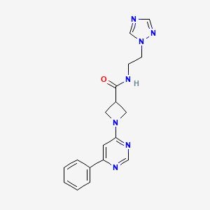 molecular formula C18H19N7O B2957064 N-(2-(1H-1,2,4-triazol-1-yl)ethyl)-1-(6-phenylpyrimidin-4-yl)azetidine-3-carboxamide CAS No. 2034620-03-4