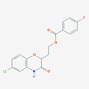 2-(6-chloro-3-oxo-3,4-dihydro-2H-1,4-benzoxazin-2-yl)ethyl 4-fluorobenzenecarboxylate