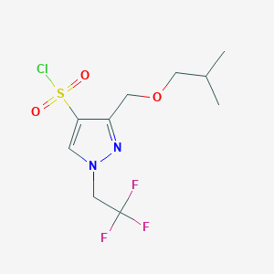 molecular formula C10H14ClF3N2O3S B2957070 3-(isobutoxymethyl)-1-(2,2,2-trifluoroethyl)-1H-pyrazole-4-sulfonyl chloride CAS No. 1856092-78-8