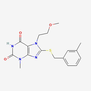 molecular formula C17H20N4O3S B2957074 7-(2-methoxyethyl)-3-methyl-8-{[(3-methylphenyl)methyl]sulfanyl}-2,3,6,7-tetrahydro-1H-purine-2,6-dione CAS No. 332897-55-9