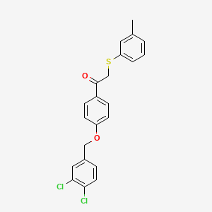 molecular formula C22H18Cl2O2S B2957077 1-(4-(3,4-二氯苯甲氧基)苯基)-2-间甲苯甲硫基-乙酮 CAS No. 331461-96-2