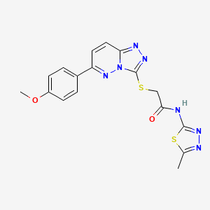 molecular formula C17H15N7O2S2 B2957083 2-((6-(4-甲氧基苯基)-[1,2,4]三唑并[4,3-b]哒嗪-3-基)硫代)-N-(5-甲基-1,3,4-噻二唑-2-基)乙酰胺 CAS No. 894053-47-5