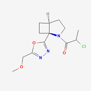molecular formula C13H18ClN3O3 B2957091 2-Chloro-1-[(1S,5S)-1-[5-(methoxymethyl)-1,3,4-oxadiazol-2-yl]-2-azabicyclo[3.2.0]heptan-2-yl]propan-1-one CAS No. 2411184-14-8