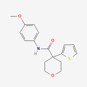 N-(4-methoxyphenyl)-4-thiophen-2-yloxane-4-carboxamide