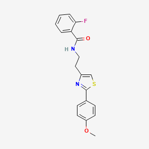 molecular formula C19H17FN2O2S B2957098 2-氟-N-(2-(2-(4-甲氧基苯基)噻唑-4-基)乙基)苯甲酰胺 CAS No. 863513-60-4