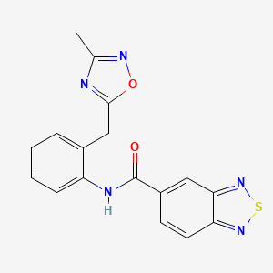 molecular formula C17H13N5O2S B2957102 N-(2-((3-methyl-1,2,4-oxadiazol-5-yl)methyl)phenyl)benzo[c][1,2,5]thiadiazole-5-carboxamide CAS No. 1448046-92-1