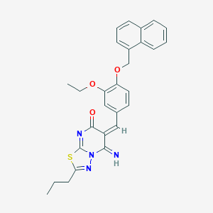 molecular formula C28H26N4O3S B295711 (6Z)-6-[3-ethoxy-4-(naphthalen-1-ylmethoxy)benzylidene]-5-imino-2-propyl-5,6-dihydro-7H-[1,3,4]thiadiazolo[3,2-a]pyrimidin-7-one 