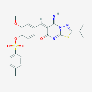 4-[(5-imino-2-isopropyl-7-oxo-5H-[1,3,4]thiadiazolo[3,2-a]pyrimidin-6(7H)-ylidene)methyl]-2-methoxyphenyl 4-methylbenzenesulfonate
