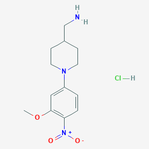 (1-(3-Methoxy-4-nitrophenyl)piperidin-4-yl)methanamine hydrochloride