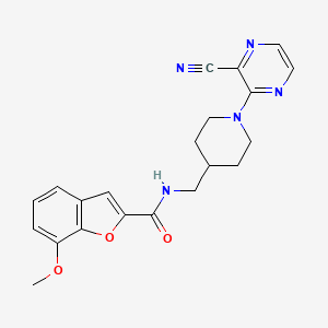 molecular formula C21H21N5O3 B2957173 N-((1-(3-cyanopyrazin-2-yl)piperidin-4-yl)methyl)-7-methoxybenzofuran-2-carboxamide CAS No. 1796969-65-7
